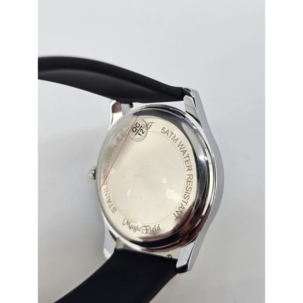 Unisex Field Analog Watch 38MM‎ Cream Dial Black Plastic Bands New Battery